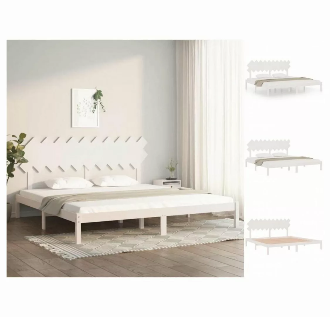 vidaXL Bettgestell Massivholzbett Weiß 200x200 cm Bett Bettrahmen Bettgeste günstig online kaufen