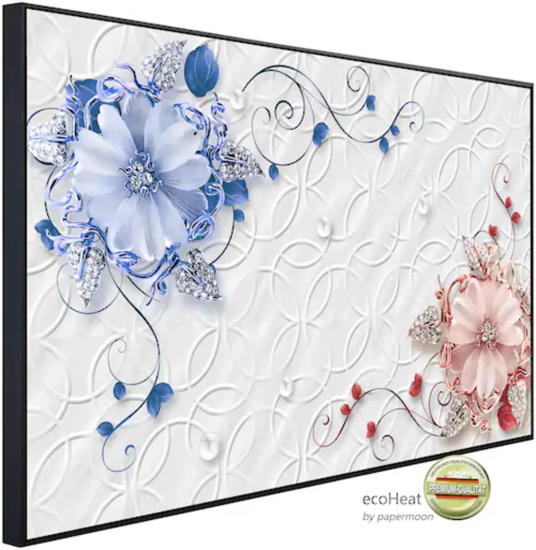 Papermoon Infrarotheizung »Muster mit Blumen rot blau«, sehr angenehme Stra günstig online kaufen