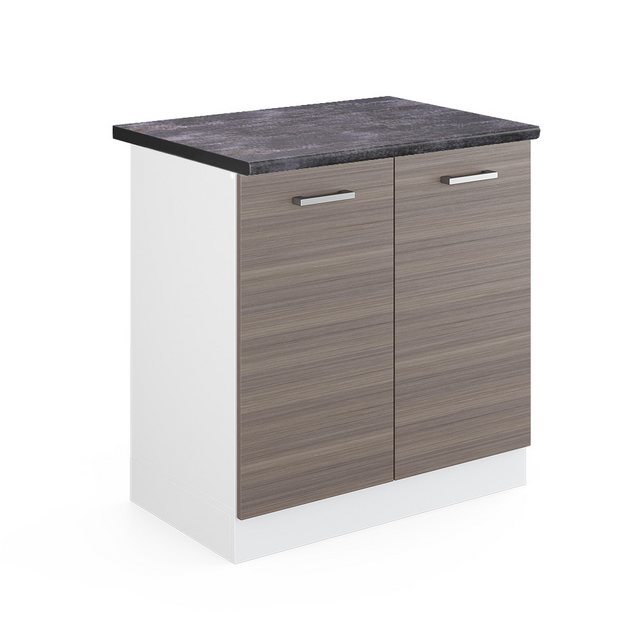 Vicco Spülenunterschrank R-Line, Grau/Weiß, 80 cm, AP Eiche günstig online kaufen