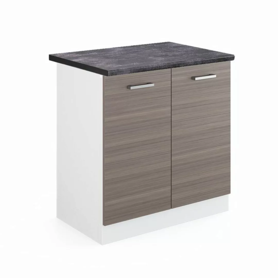 Vicco Spülenunterschrank R-Line, Grau/Weiß, 80 cm, AP Eiche günstig online kaufen