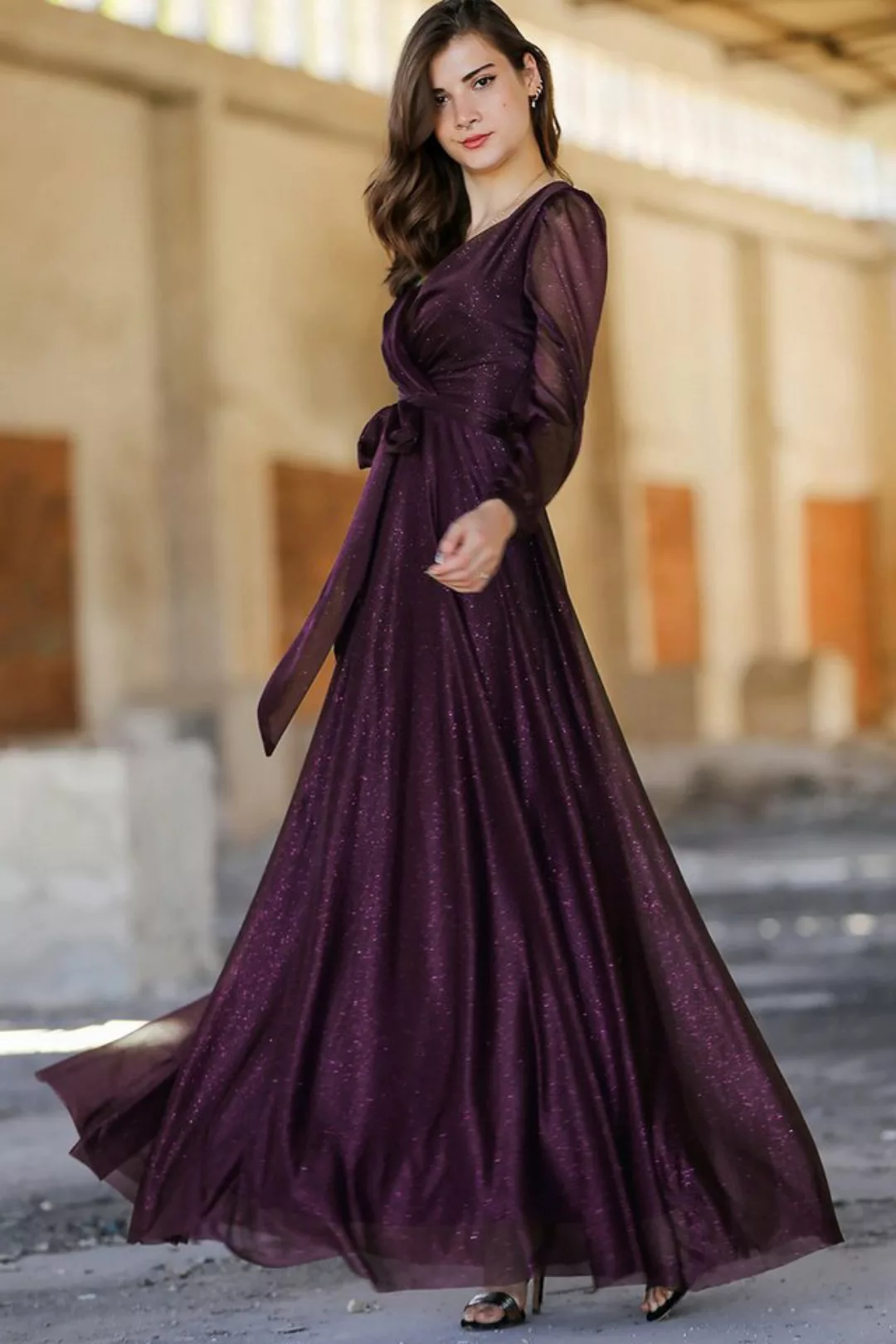 Modabout Abendkleid Damen Langes Abendkleid Maxikleid - NELB0588D5162MOR (1 günstig online kaufen