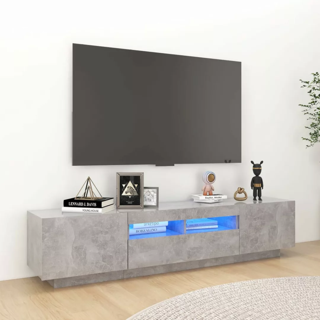 vidaXL TV-Schrank TV-Schrank mit LED-Leuchten Betongrau 180x35x40 cm Lowboa günstig online kaufen