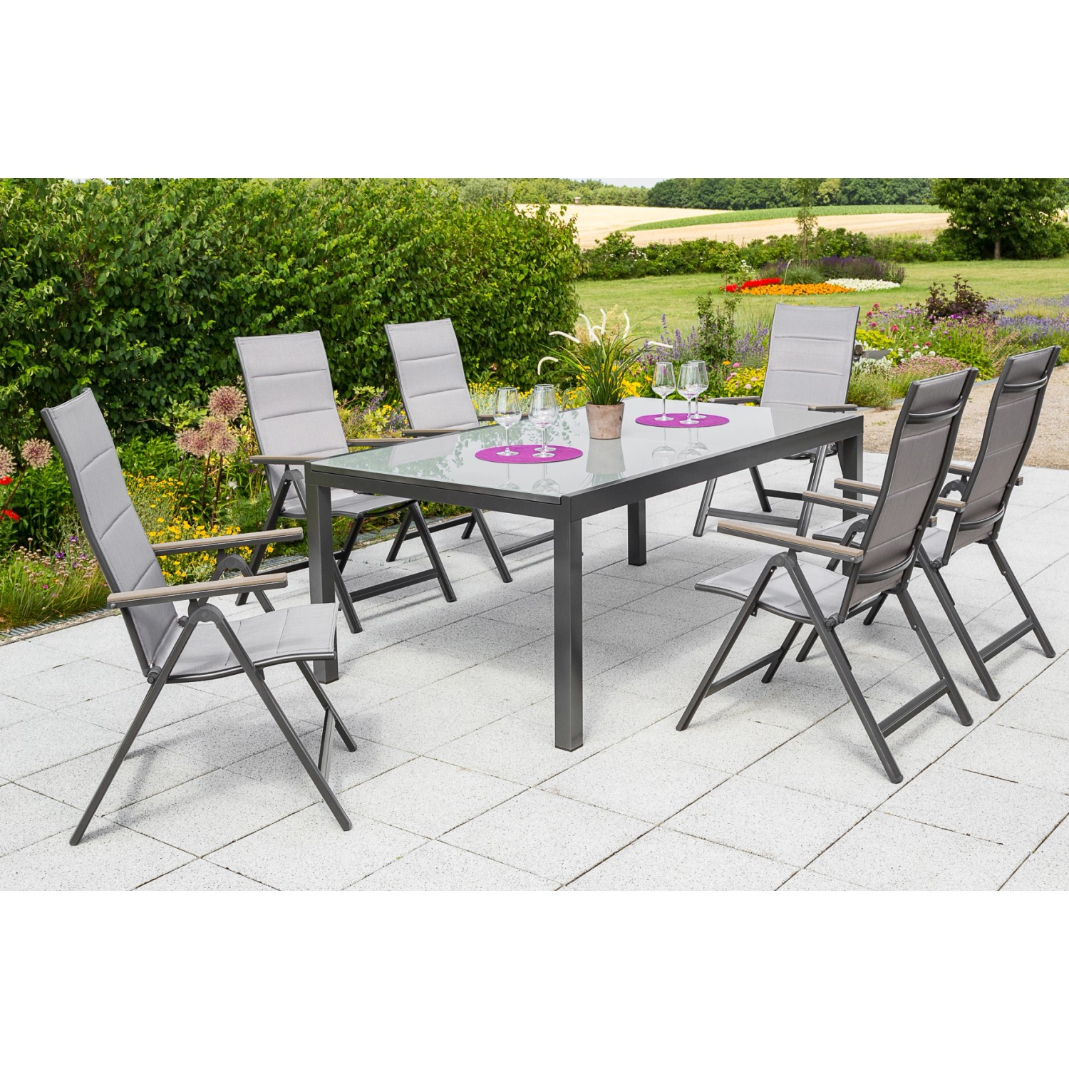 Gartenmöbel-Set Trivero 7-tlg. Diamantbraun inkl. Tisch 200/300 cm x 110 cm günstig online kaufen