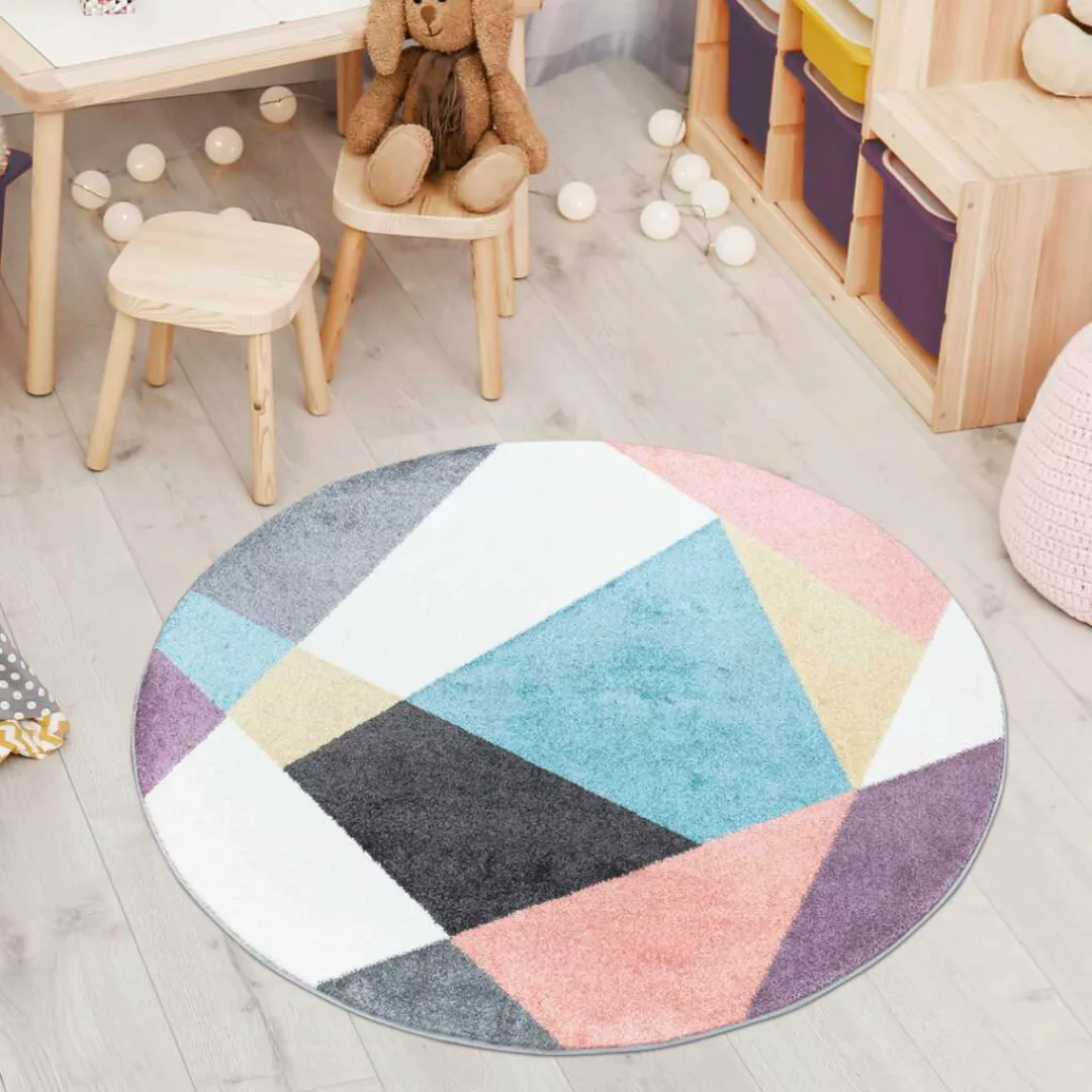 Carpet City Teppich »YOUNG915«, rund, Bunter Kinderteppich mit Geo-Muster günstig online kaufen
