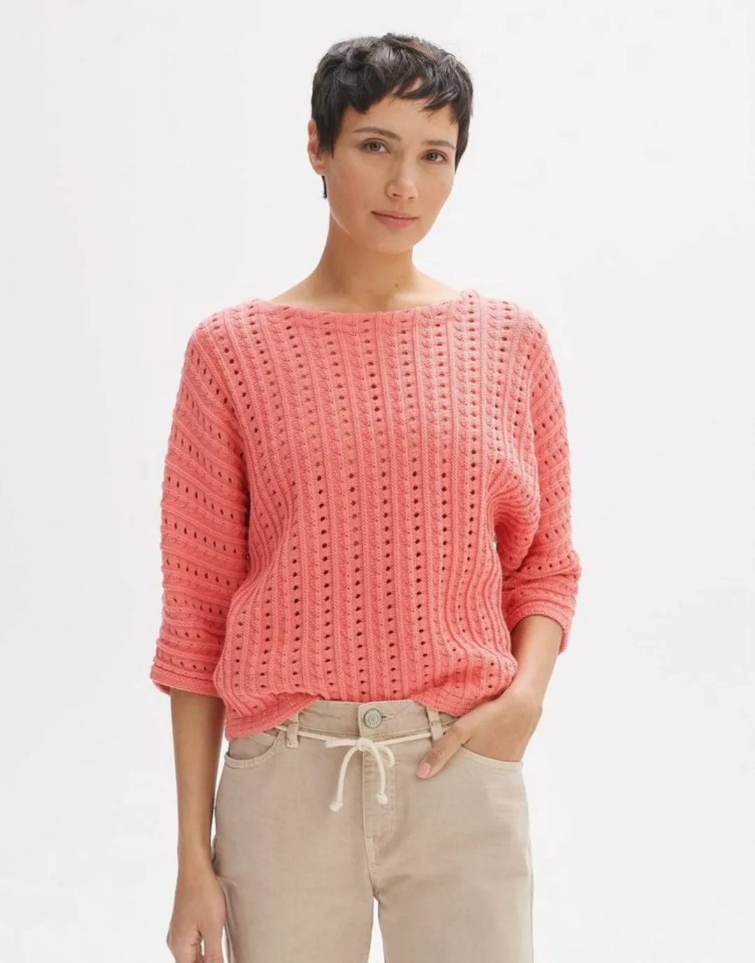 OPUS Strickpullover Parduli weite Passform Ajourstrick günstig online kaufen