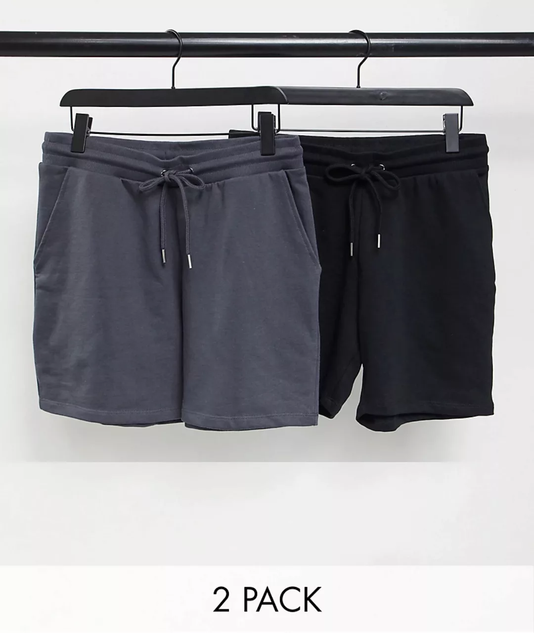 ASOS DESIGN – Kürzere Jersey-Shorts in schmaler Passform in Schwarz/Verwasc günstig online kaufen