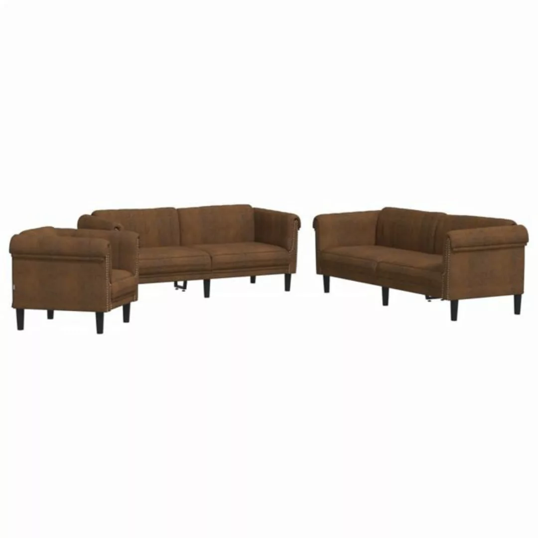 vidaXL Sofa 3-tlg. Sofagarnitur Braun Samt günstig online kaufen