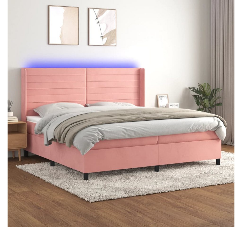 vidaXL Boxspringbett Boxspringbett mit Matratze und LED Samt (200 x 200 cm, günstig online kaufen