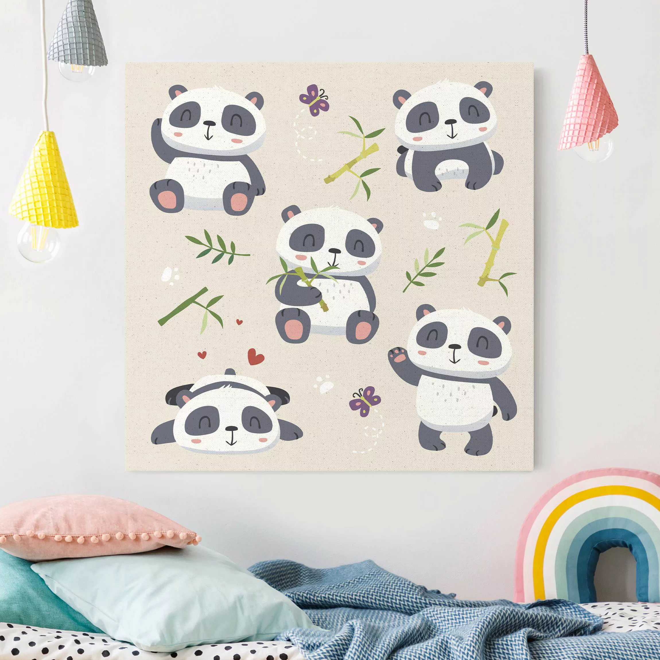 Leinwandbild auf Naturcanvas Kuschelige Pandas günstig online kaufen