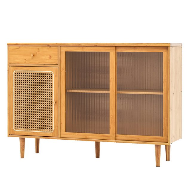 KOMFOTTEU Küchenbuffet Küchenschrank mit Schiebetüren, 120x35x83cm günstig online kaufen