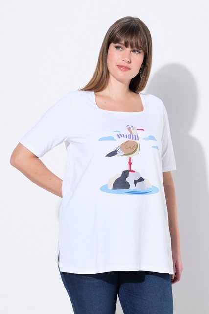 Ulla Popken T-Shirt T-Shirt Möwe Classic Carree-Ausschnitt Halbarm günstig online kaufen