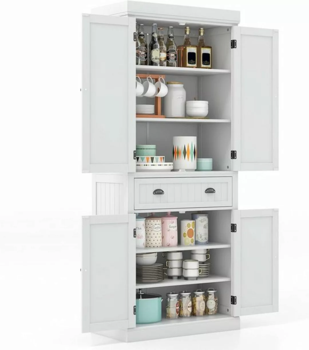 KOMFOTTEU Buffet Küchenschrank mit 4 Türen,76 x 40 x 183cm günstig online kaufen