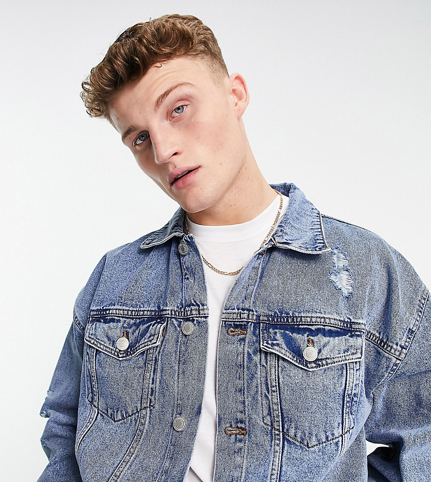 New Look – Oversize-Jeansjacke in Hellblau günstig online kaufen