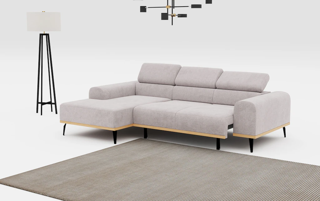 Places of Style Ecksofa "Carlo L-Form", Kopfteilverstellung günstig online kaufen