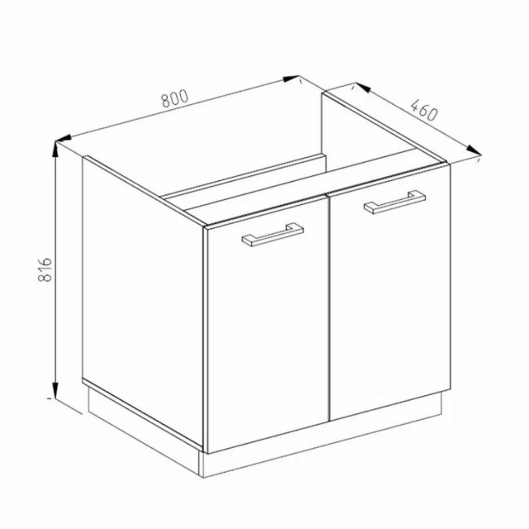 Vicco Spülenunterschrank R-Line, Weiß Hochglanz/Anthrazit, AP Marmor günstig online kaufen