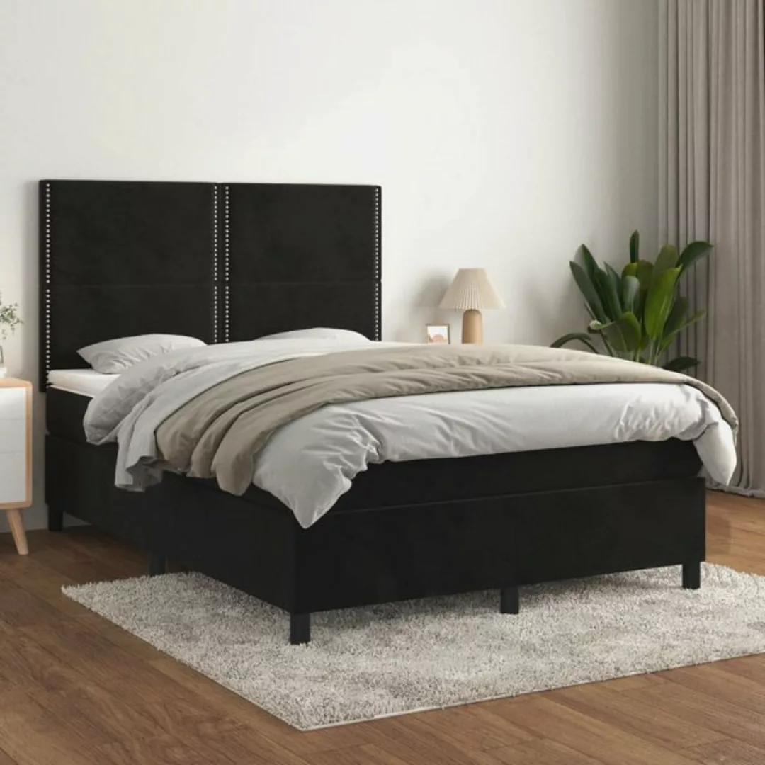 Vidaxl Boxspringbett Mit Matratze Schwarz 140x200 Cm Samt günstig online kaufen