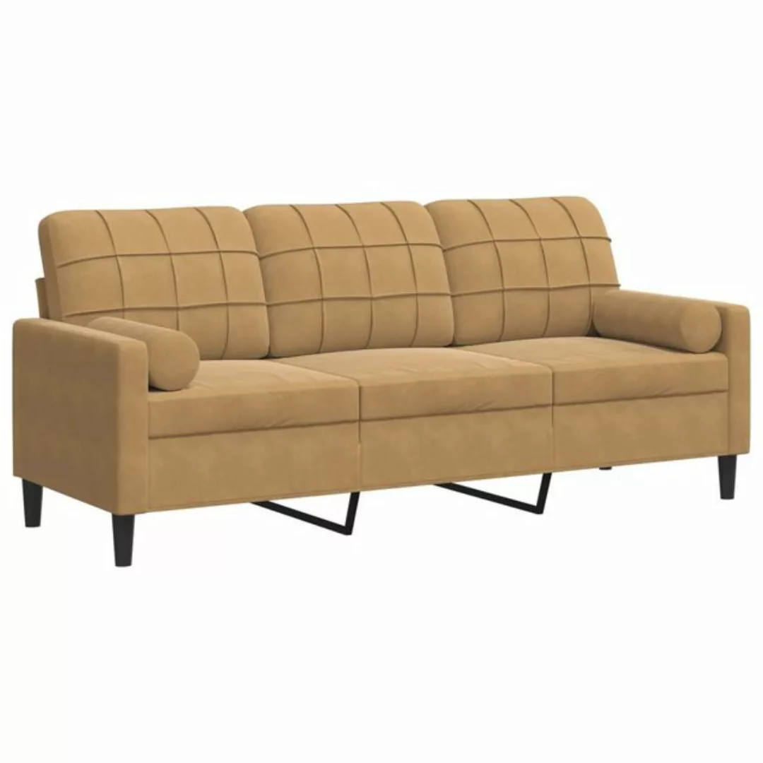 vidaXL Sofa 3-Sitzer-Sofa mit Zierkissen Braun 180 cm Samt günstig online kaufen