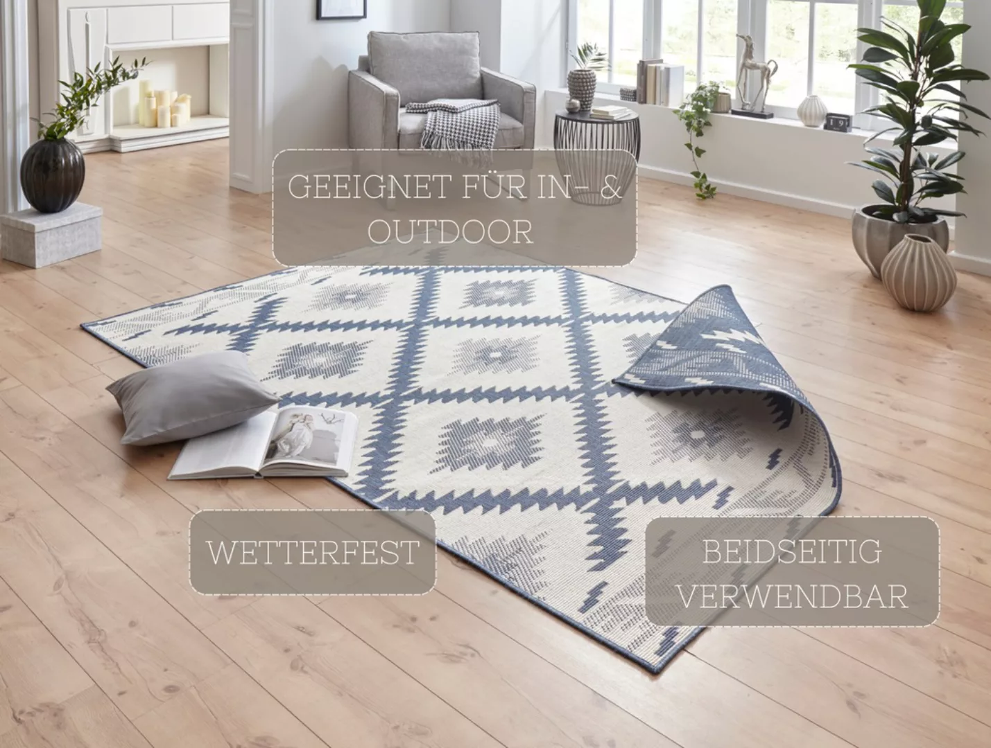 NORTHRUGS Teppich »Malibu Wendeteppich«, rechteckig, 5 mm Höhe, In-& Outdoo günstig online kaufen