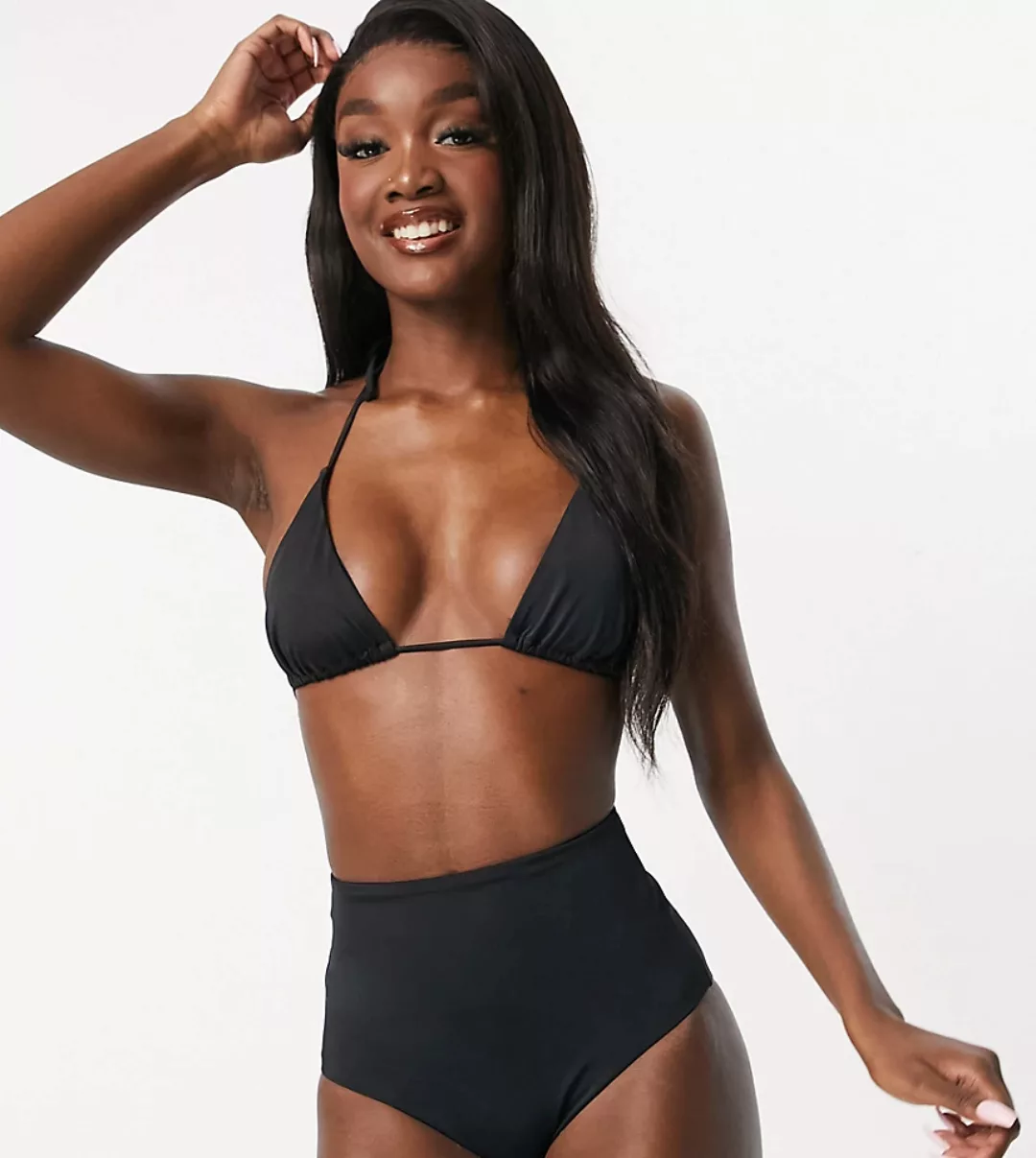 ASOS DESIGN Tall – Mix-and-Match – Schwarze Bikinihose aus recyceltem Mater günstig online kaufen