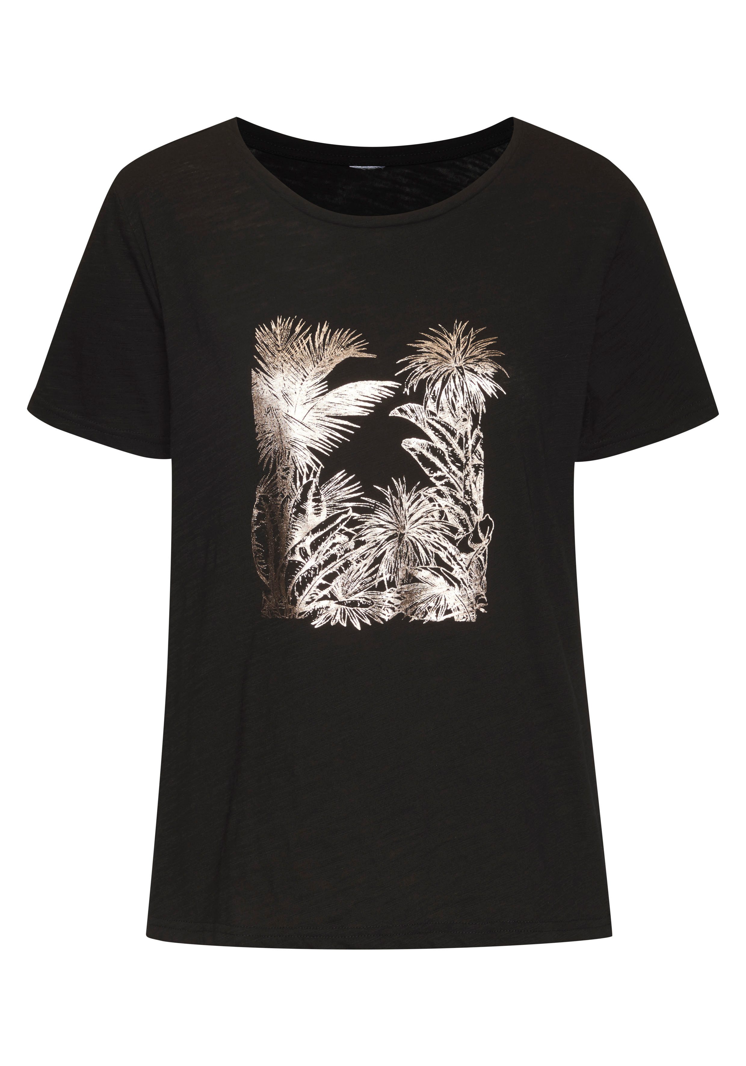 Vivance T-Shirt mit goldfarben schimmerndem Folienprint günstig online kaufen