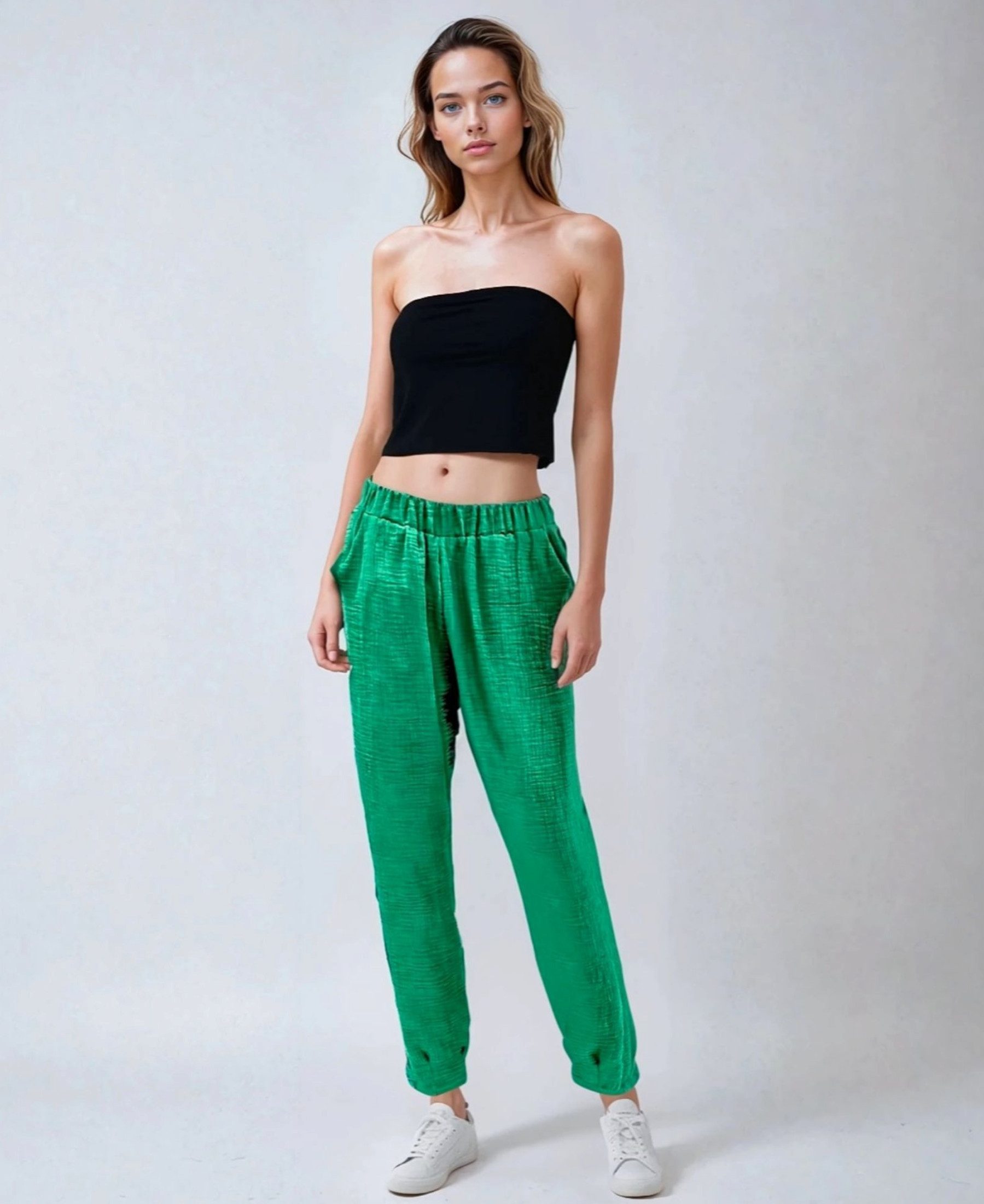 fashionshowcase Stoffhose Damen Musselin Stoffhose 100% günstig online kaufen