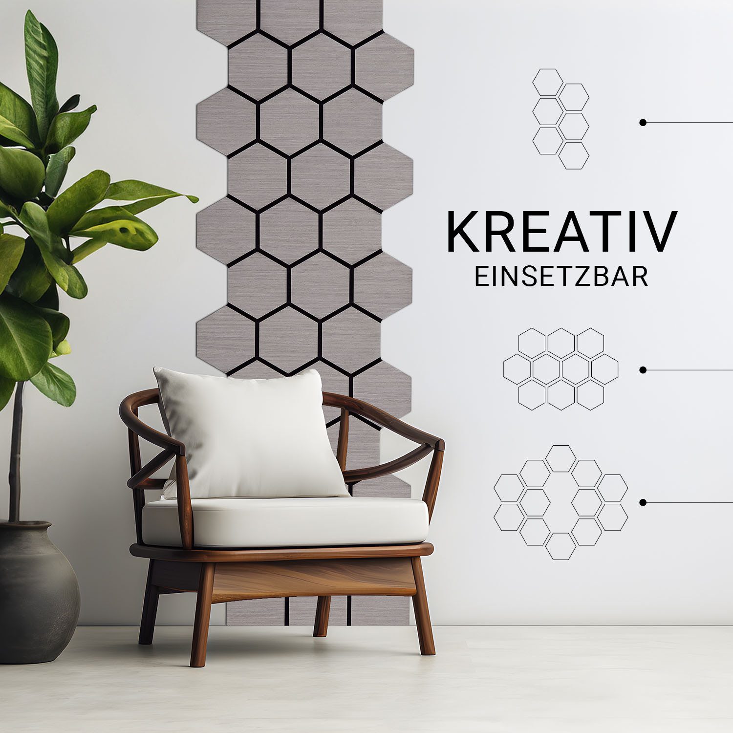 Homestyle4u Akustikpaneele 8 Wandpaneele Holz Hexagon 76 x 62 cm Stück Natu günstig online kaufen