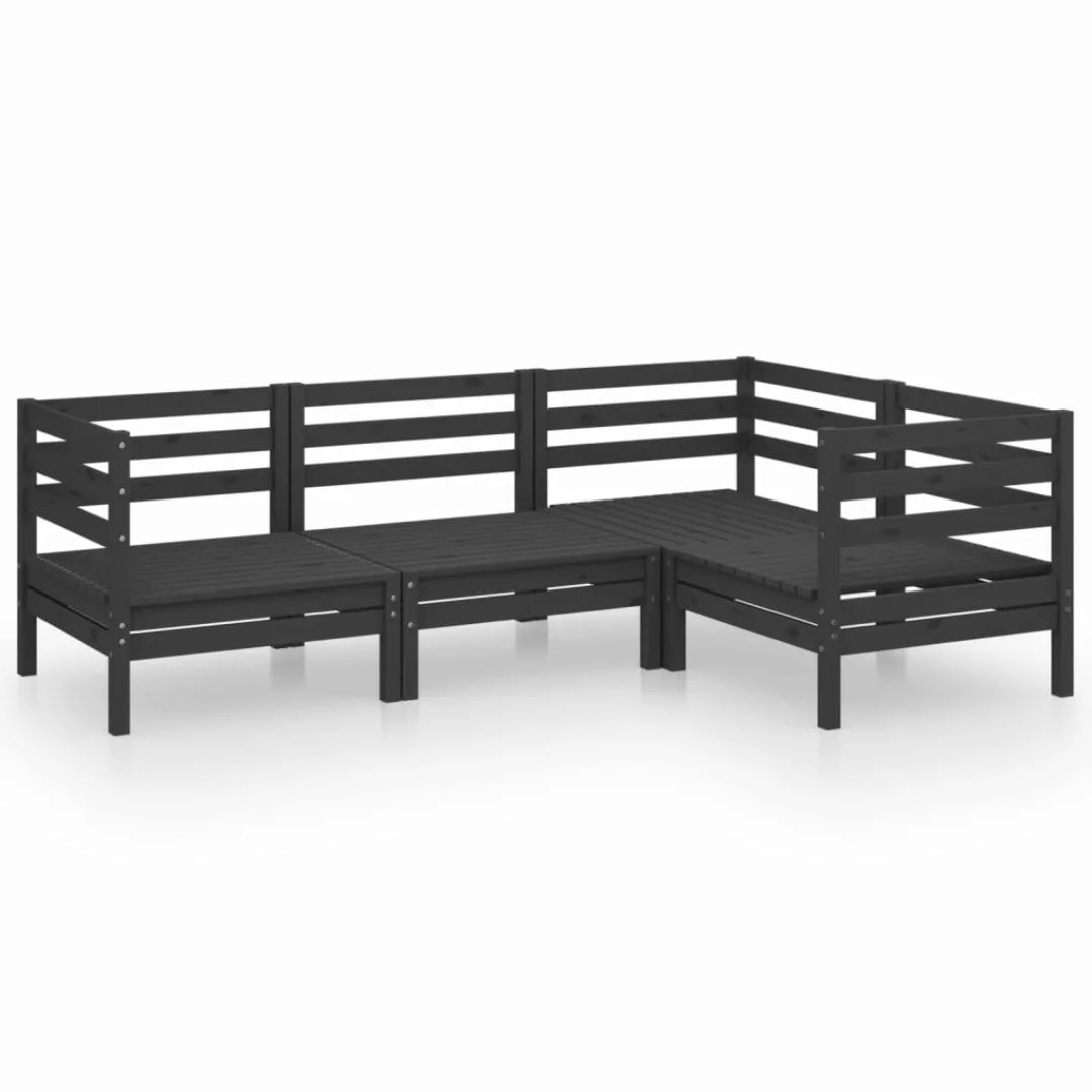 4-tlg. Garten-lounge-set Massivholz Kiefer Schwarz günstig online kaufen