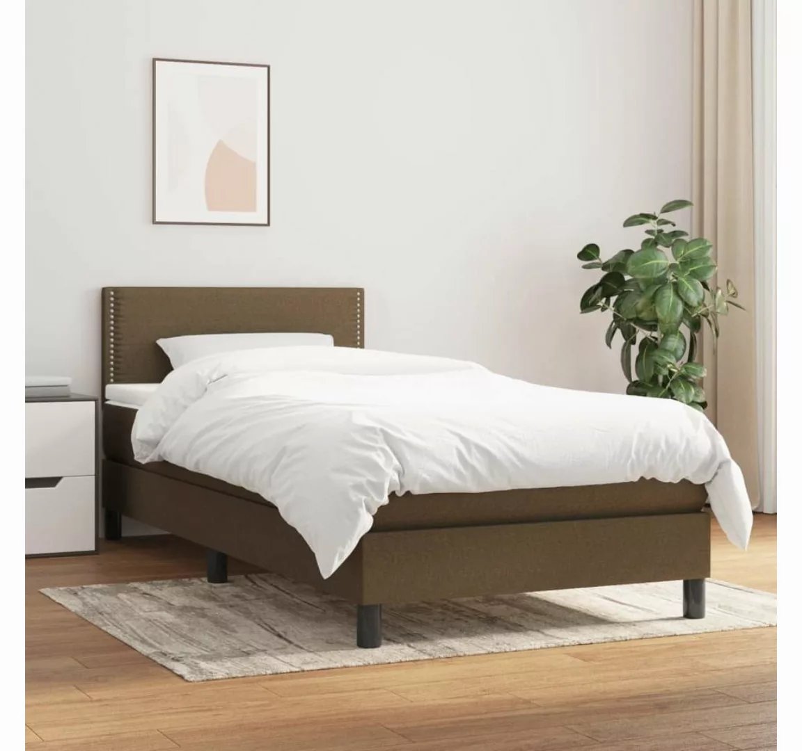 furnicato Bett Boxspringbett mit Matratze Dunkelbraun 90x200 cm Stoff günstig online kaufen