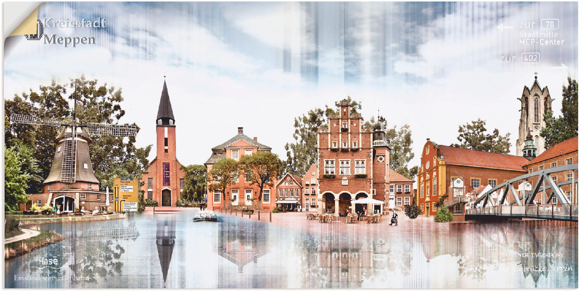 Artland Wandbild "Meppen Skyline Abstrakte Collage", Deutschland, (1 St.), günstig online kaufen