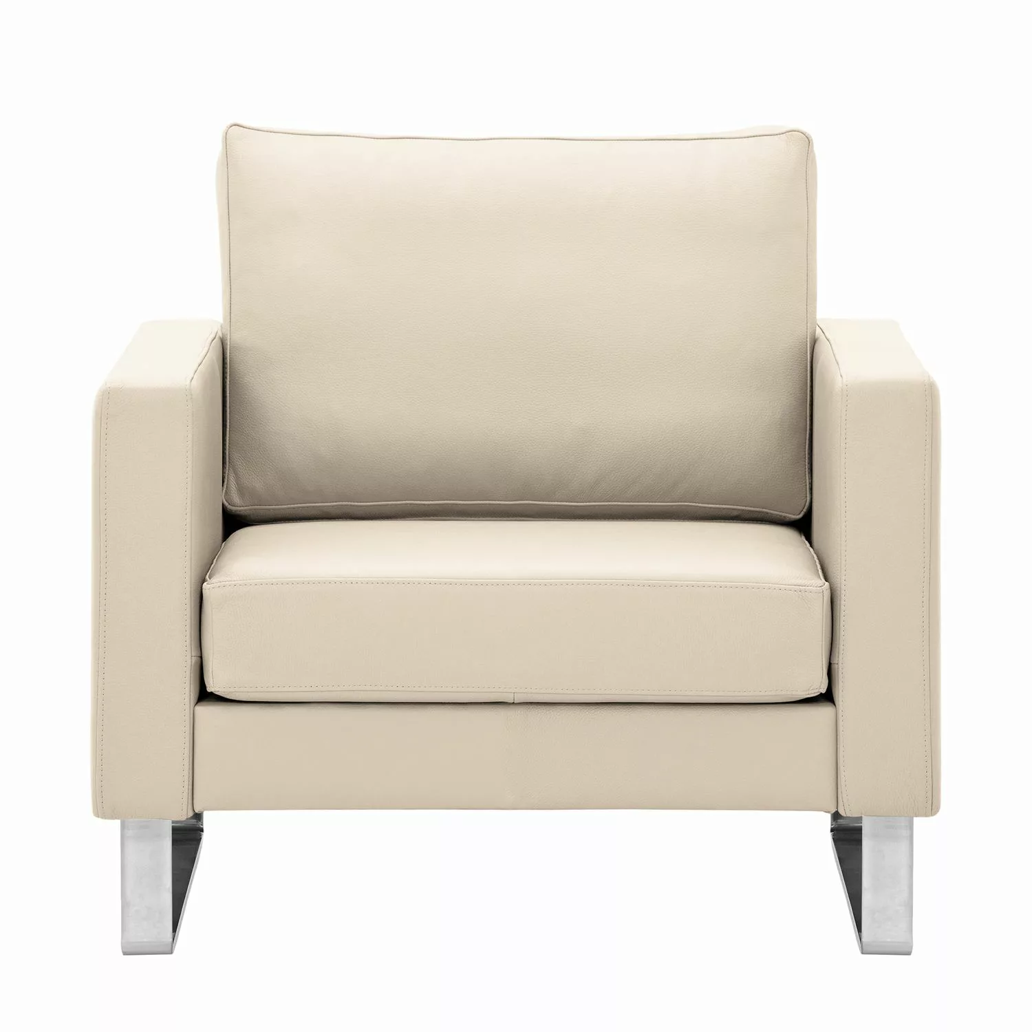 home24 Fredriks Sessel Portobello Creme Echtleder 82x75x85 cm (BxHxT) günstig online kaufen