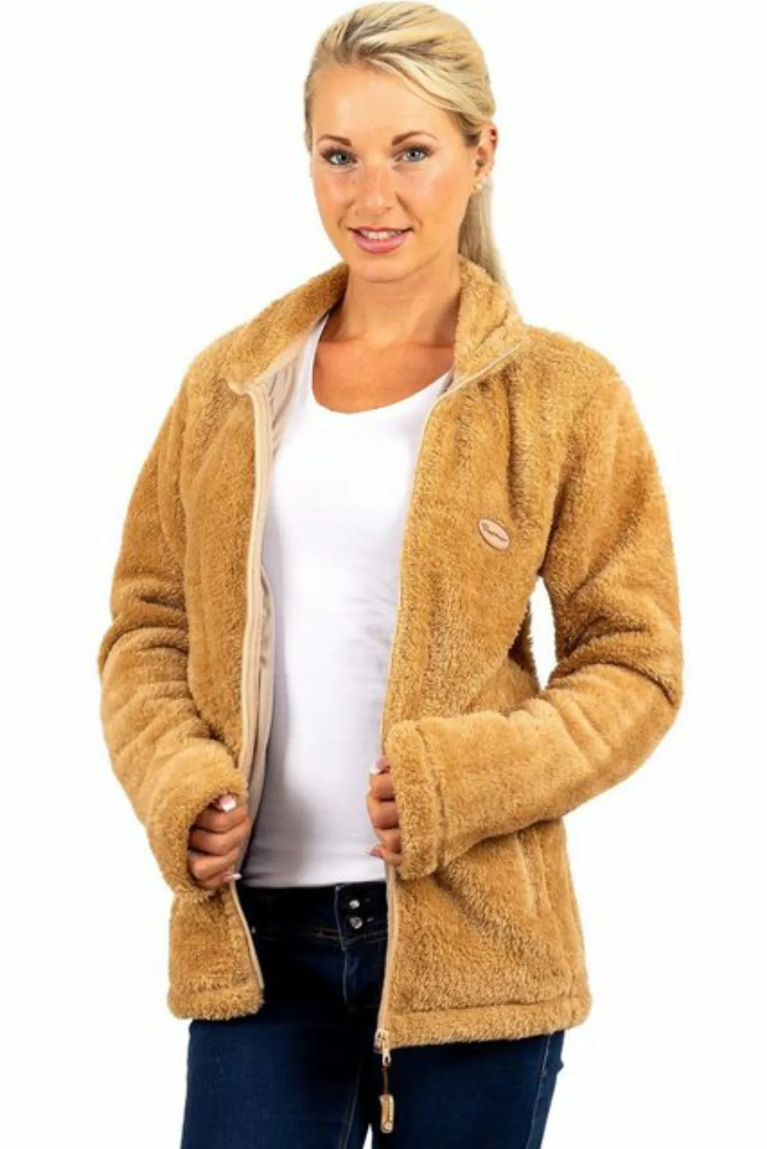 Reichstadt Fleecejacke Kuschelige Flauschige Jacke 22RSW002 Camel 4XL mit S günstig online kaufen