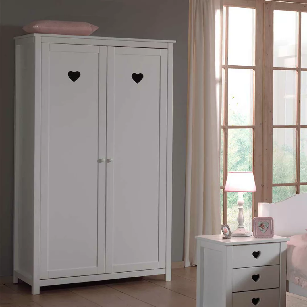 Komplett Mädchenzimmer in Weiß Herzchen (fünfteilig) günstig online kaufen