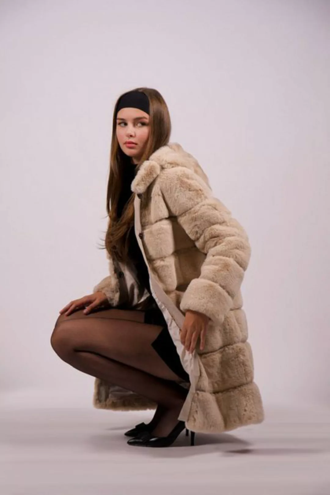 Passioni Fellimitatmantel Kuscheliger Faux Fur Mantel in Stepp-Optik günstig online kaufen