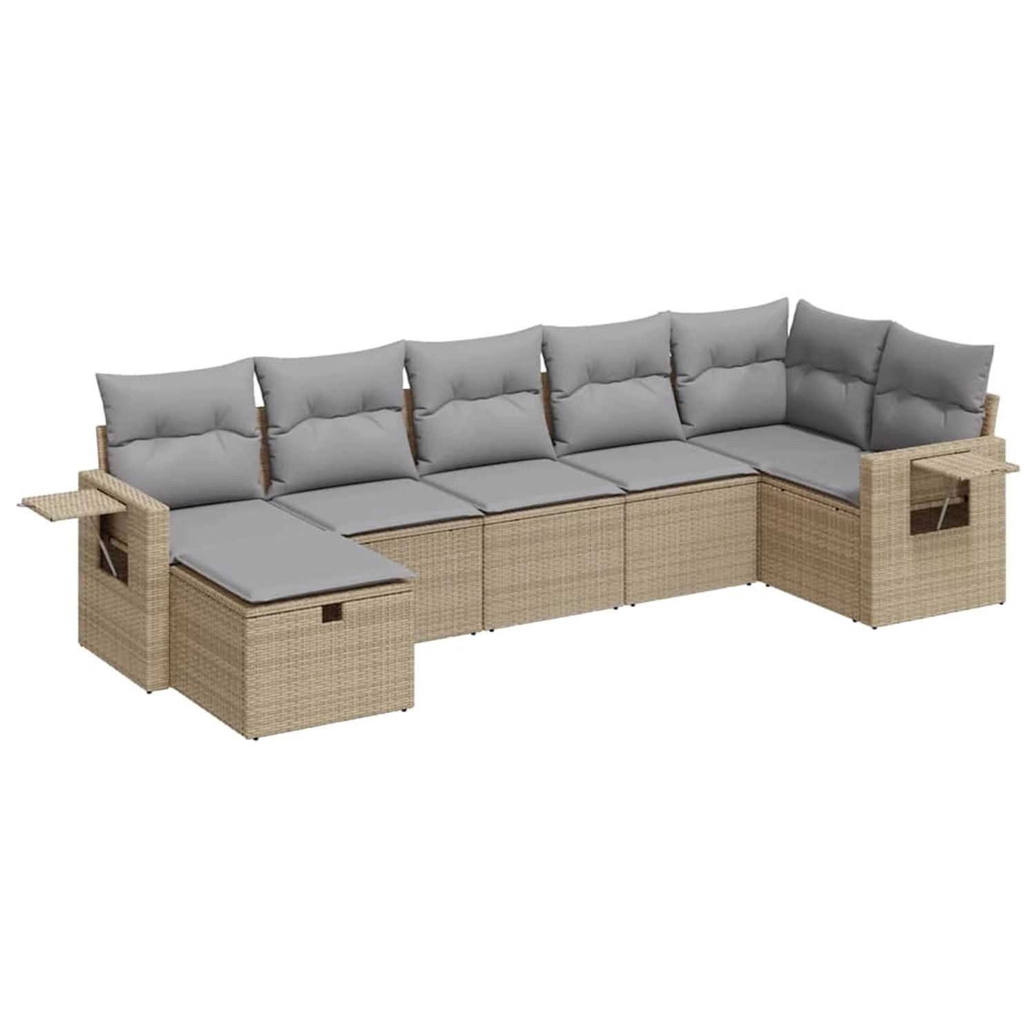 vidaXL 7-Tlg Garten-Sofagarnitur mit Kissen Beige Poly Rattan 3325505 günstig online kaufen