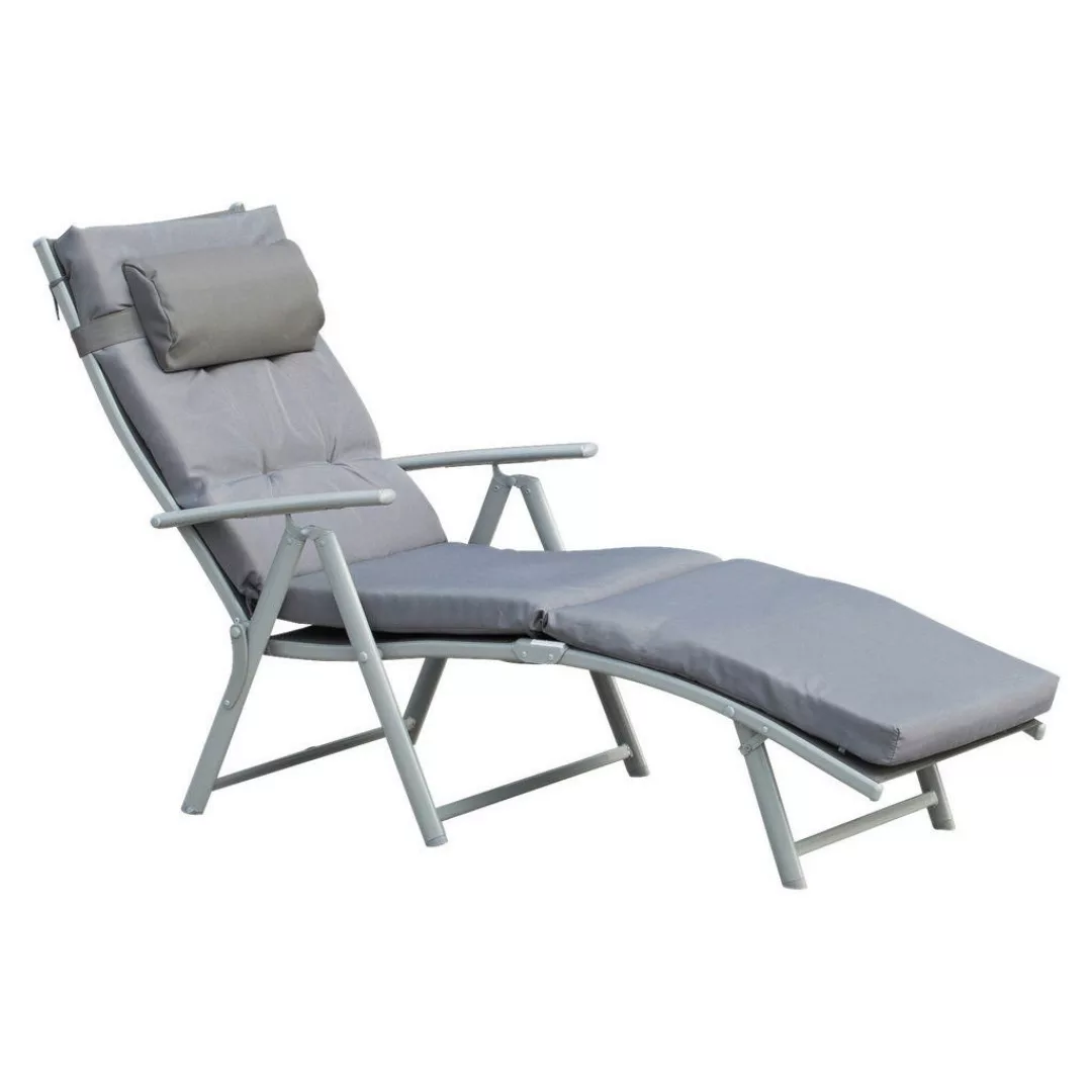 Outsunny Sonnenliege grau Metall B/H/L: ca. 64x101x180 cm günstig online kaufen