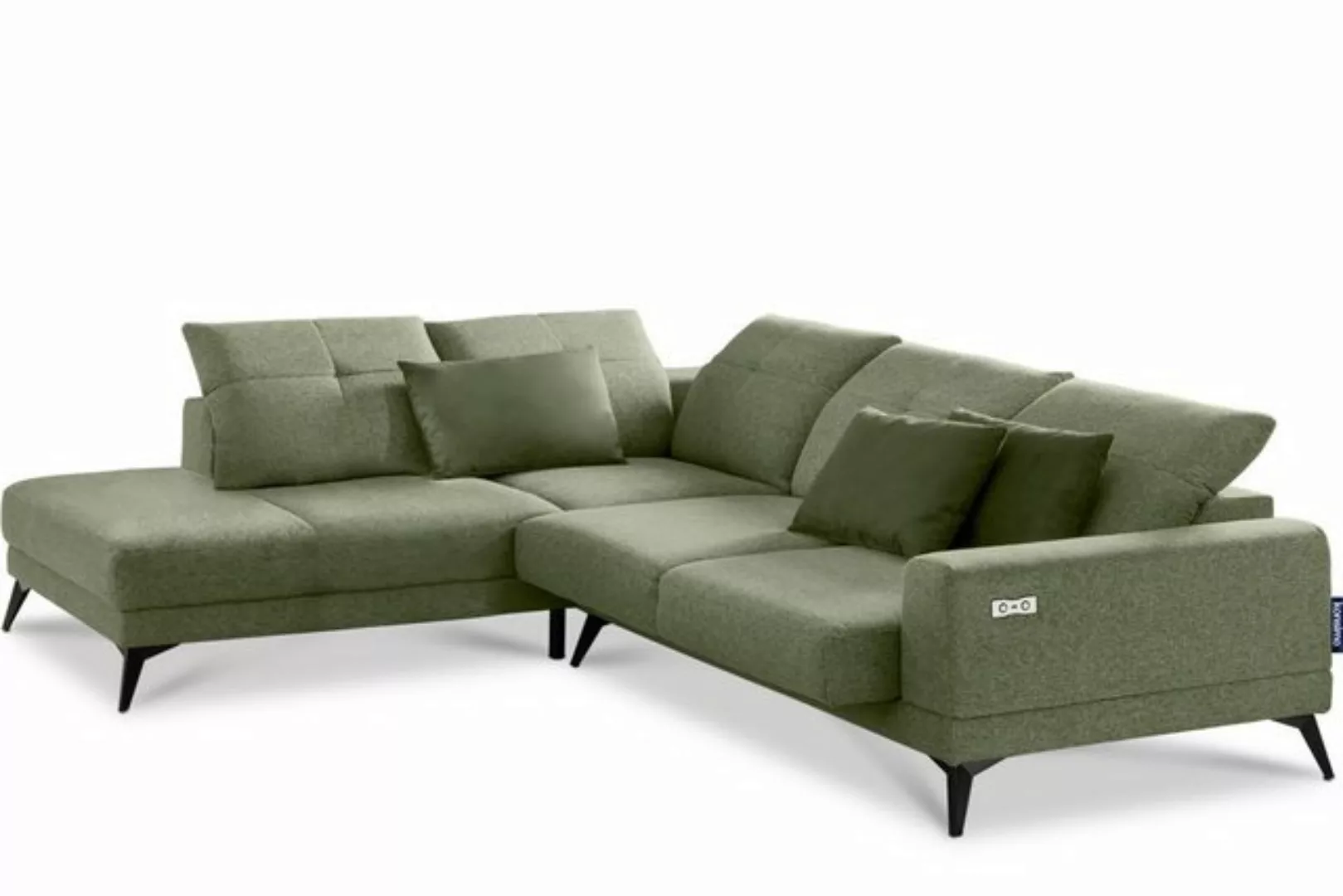 KONSIMO® Ecksofa DAVIDI Ecksofa, USB-Anschluss,verstellbare Kopfstützen günstig online kaufen