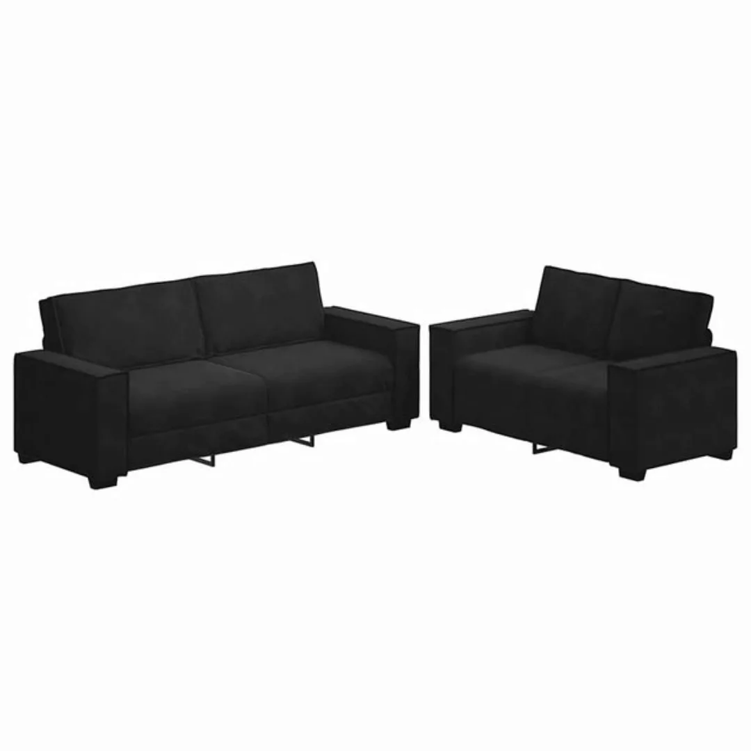 vidaXL Sofa 2-tlg. Sofagarnitur mit Kissen Schwarz Samt günstig online kaufen