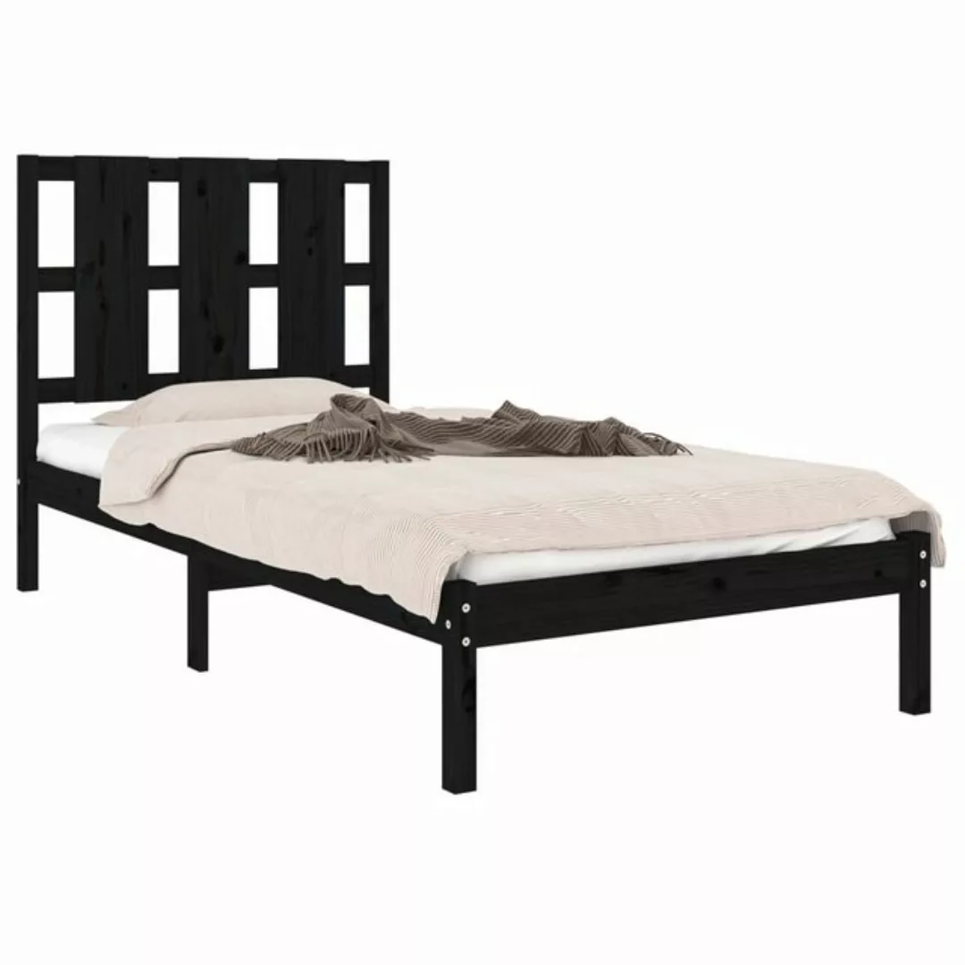 vidaXL Bett Massivholzbett Schwarz Kiefer 100x200 cm günstig online kaufen