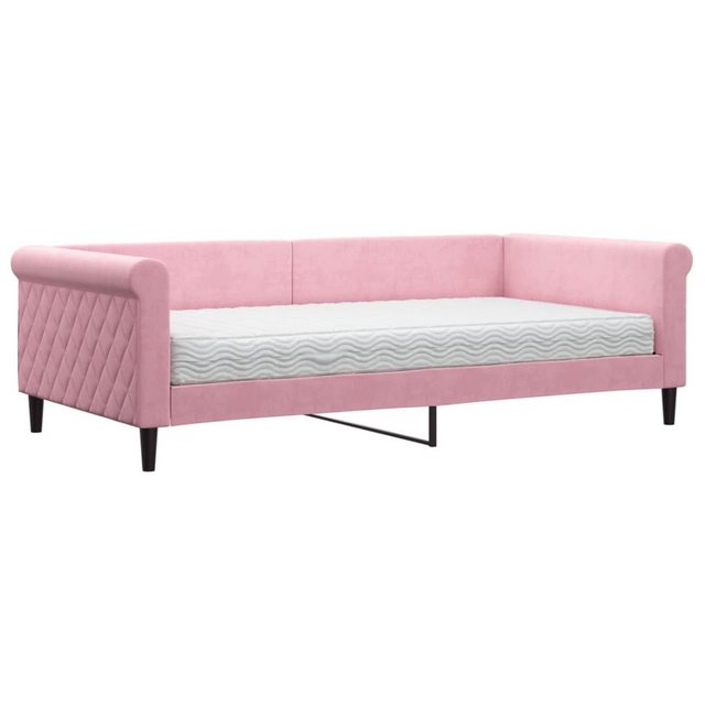 vidaXL Gästebett Gästebett Tagesbett mit Matratze Rosa 100x200 cm Samt Bett günstig online kaufen