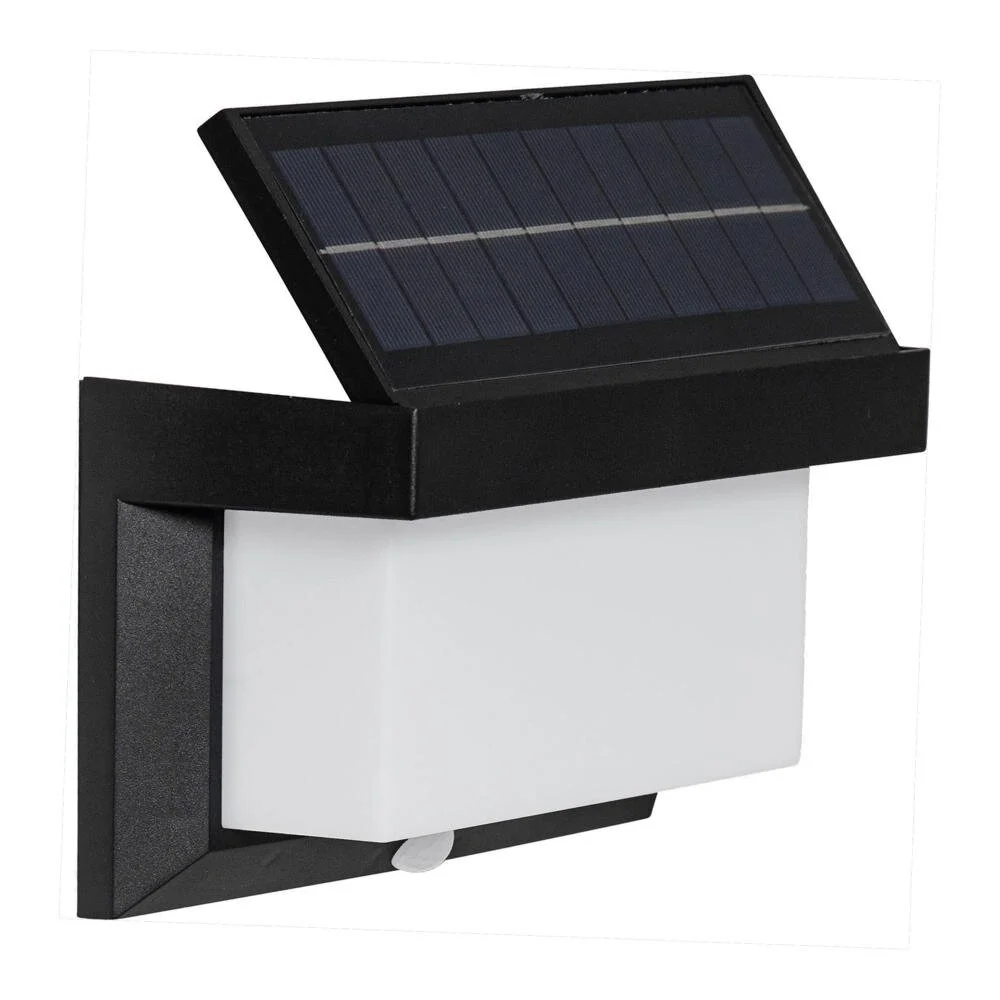 LED Solar Wandleuchte Utrera in Schwarz 3,84W IP44 mit Bewegungsmelder günstig online kaufen