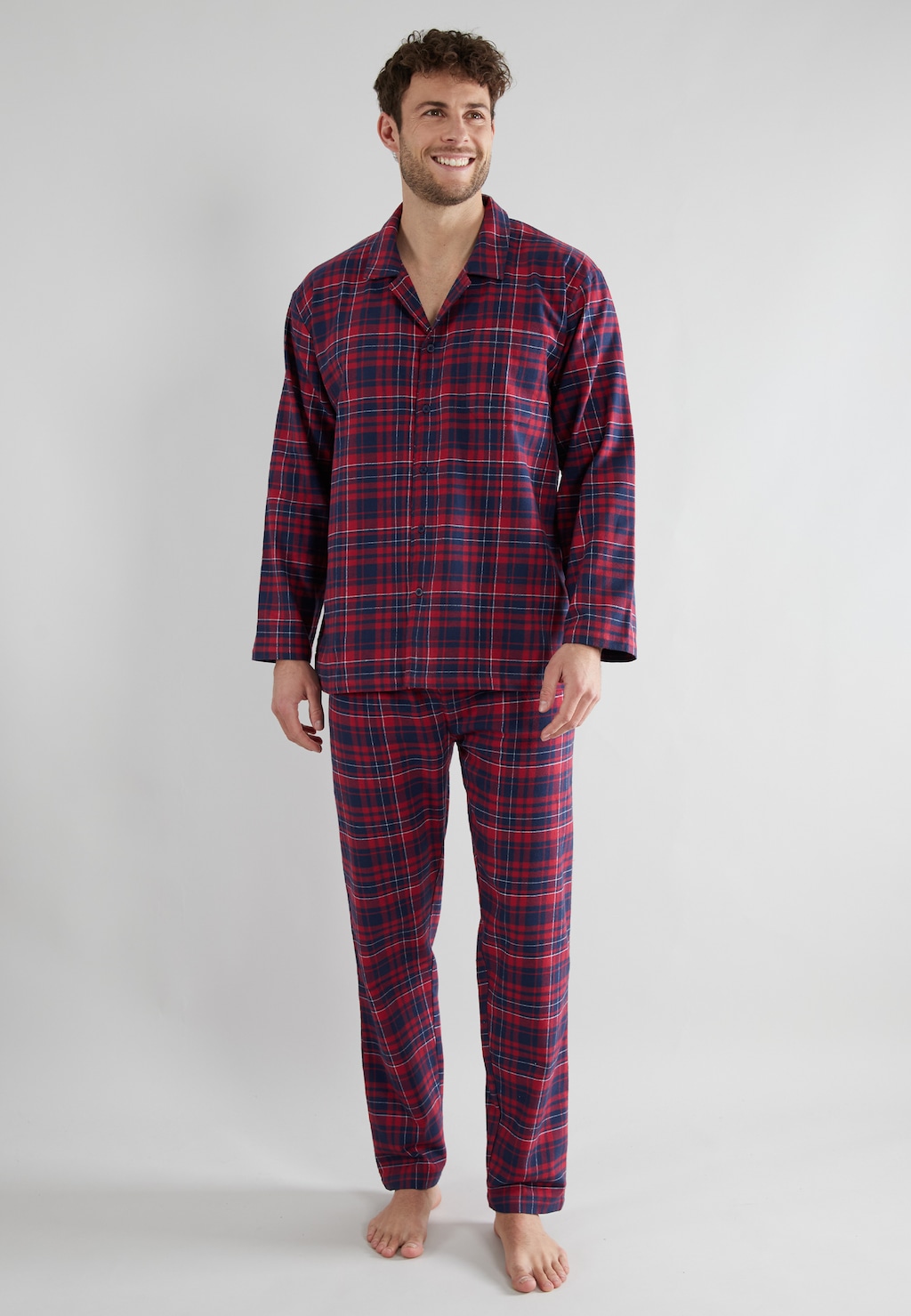 TOM TAILOR Pyjama, (2 tlg.), Knopfleiste, Langarm, V-Kragen, lange Hose, we günstig online kaufen