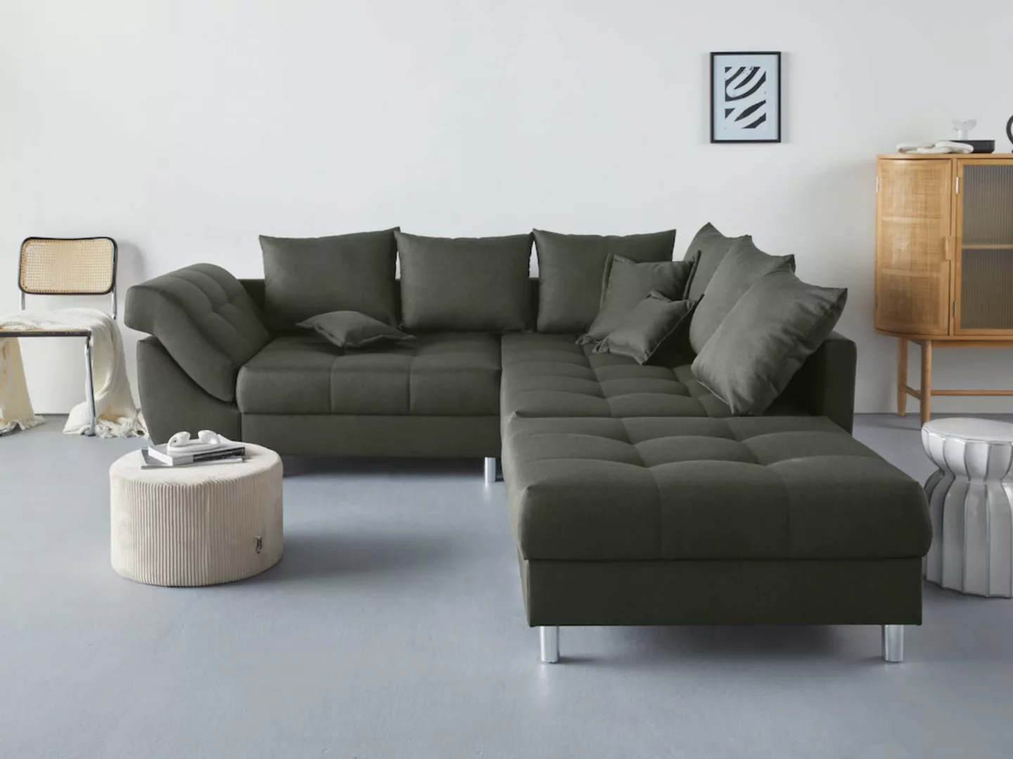 COLLECTION AB Polstergarnitur "Joseli", (Spar-Set), Ecksofa und Hocker, Rec günstig online kaufen