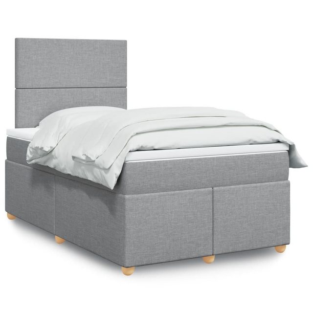 vidaXL Boxspringbett, Boxspringbett mit Matratze Hellgrau 120x200 cm Stoff günstig online kaufen