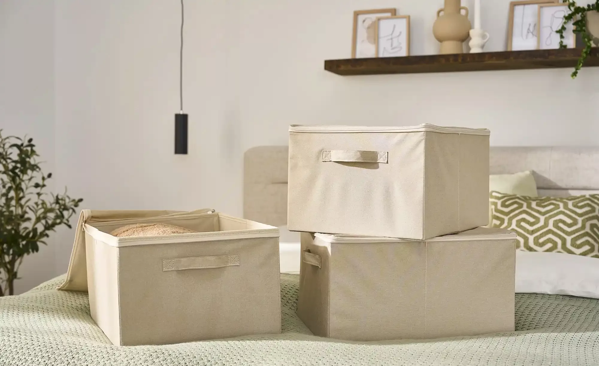 Aufbewahrungsbox ¦ creme ¦ Papier, Polyester, Stoff ¦ Maße (cm): B: 35 H: 2 günstig online kaufen