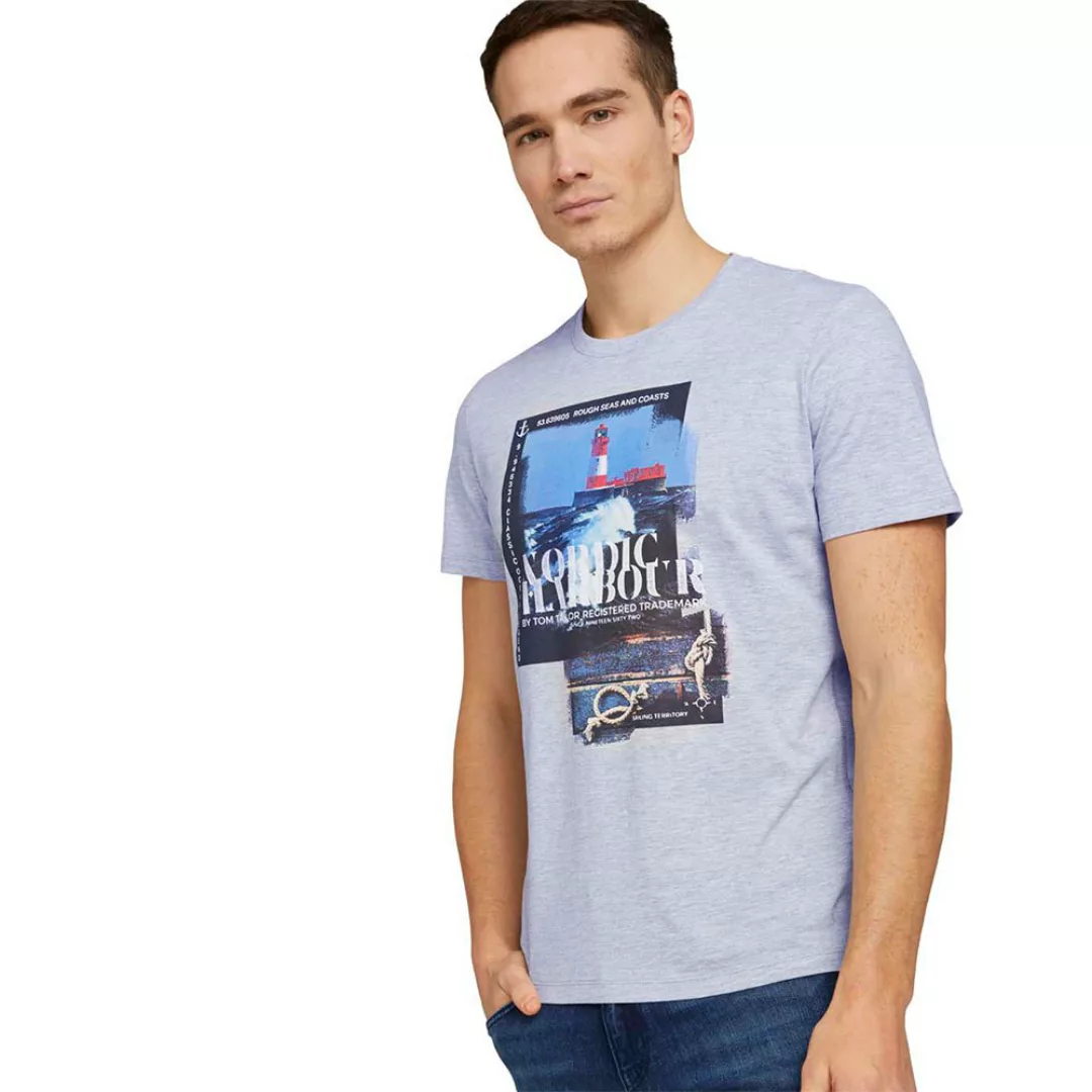 Tom Tailor Print Kurzärmeliges T-shirt L Light Stone Grey Melange günstig online kaufen