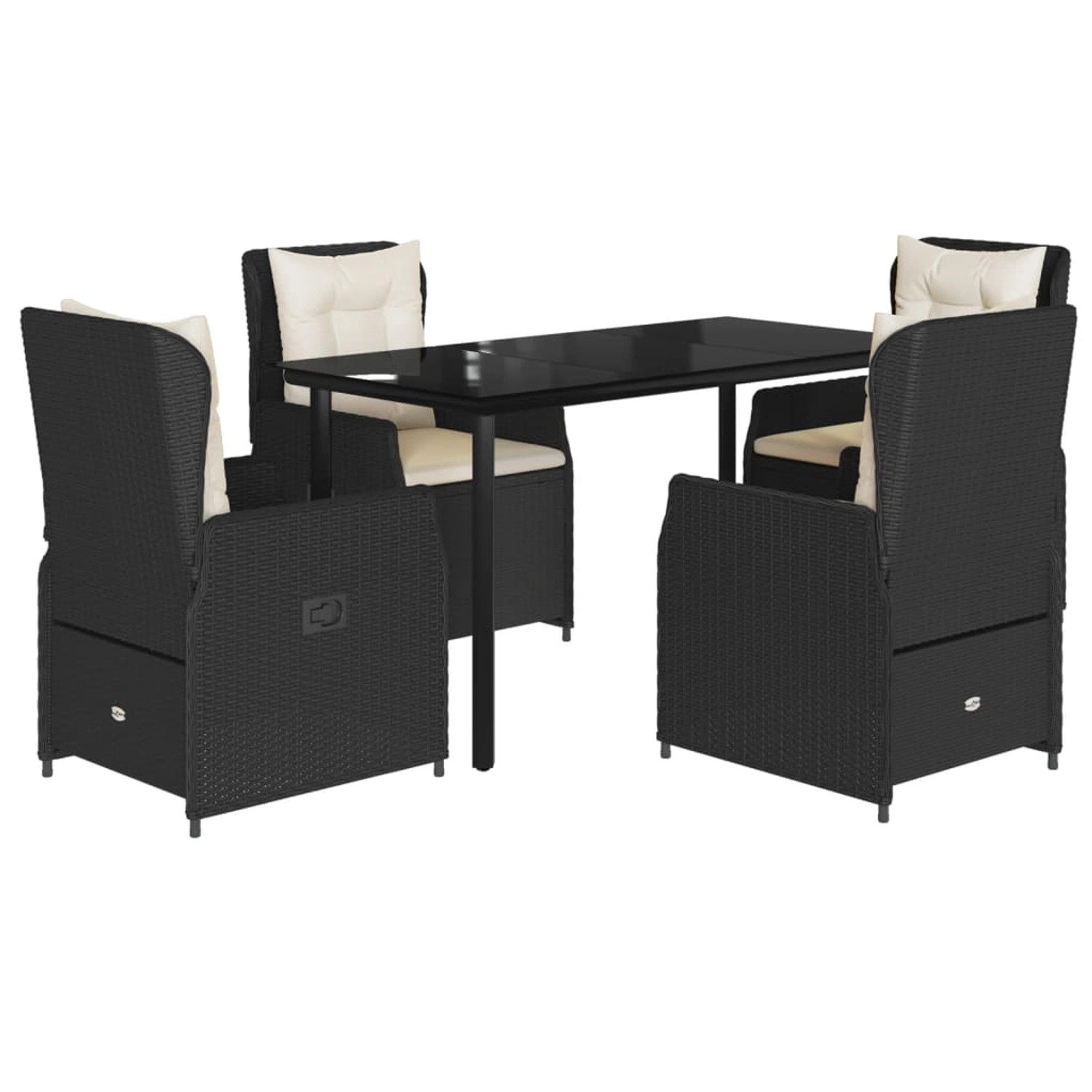 vidaXL 5-Tlg Garten-Essgruppe mit Kissen Schwarz Poly Rattan 3262835 günstig online kaufen