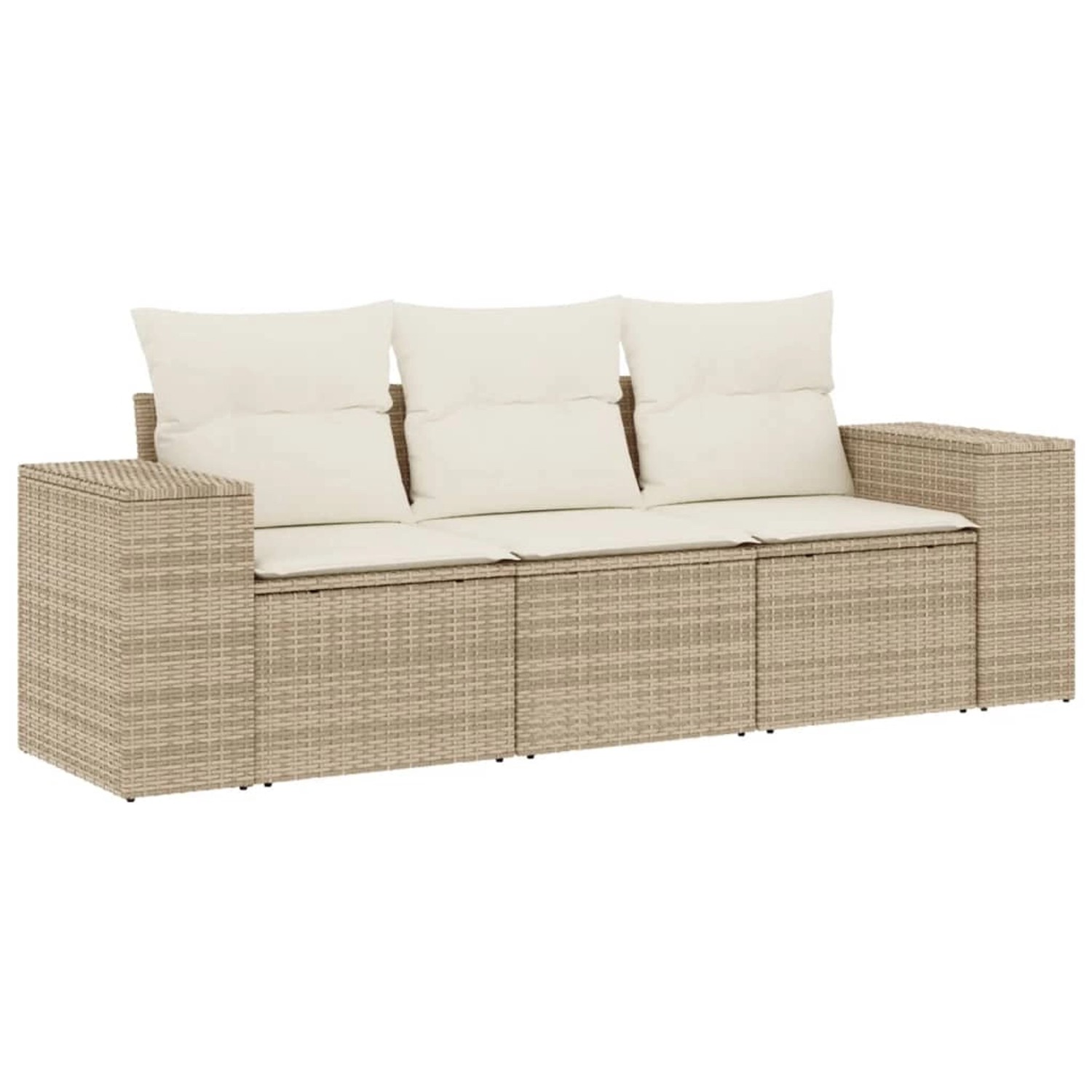 vidaXL 3-tlg Garten-Sofagarnitur mit Kissen Beige Poly Rattan Modell 20 günstig online kaufen