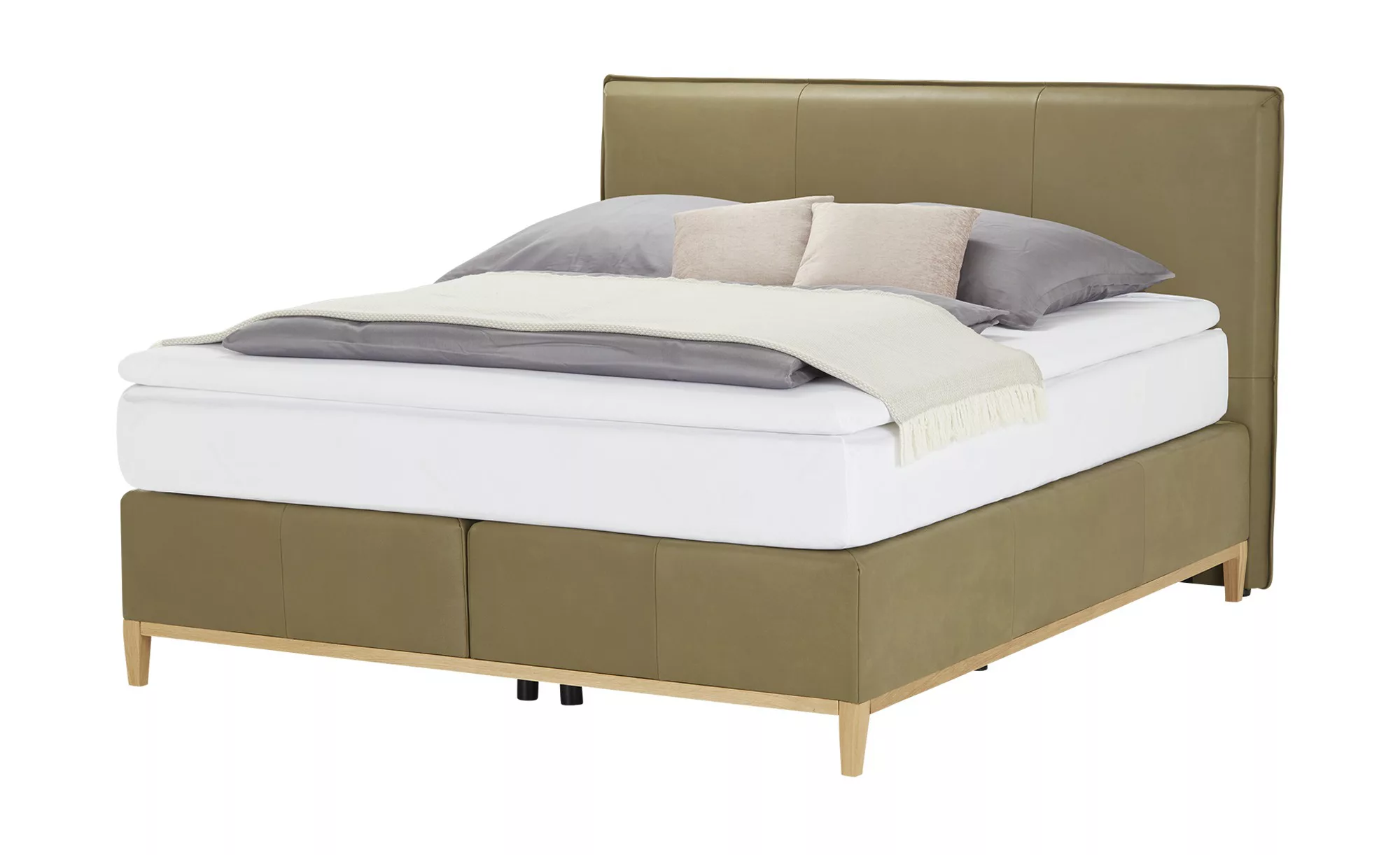 Boxspringbett Echtleder-Bezug Lyon ¦ grün ¦ Maße (cm): B: 148 H: 121 Betten günstig online kaufen