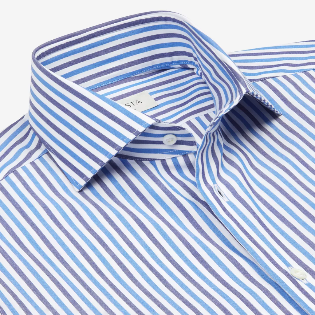 Hemd  streifen  marineblau 100% reine baumwolle leinwandbindung, kragenform günstig online kaufen