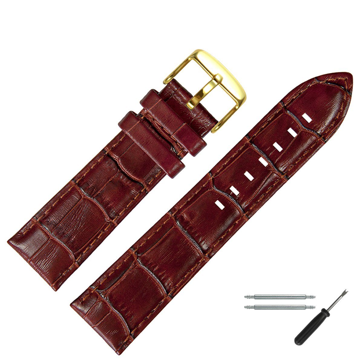 MARBURGER Uhrenarmband 24mm Leder Alligator Prägung günstig online kaufen